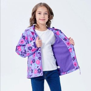 Purple Lightweight Floral Waterproof Windbreaker Jacket